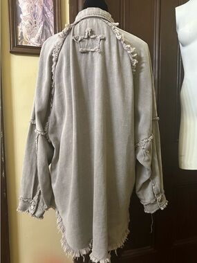 POL Oversized DENIM Distressed SHACKET SZ L